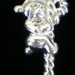 Santa Bear Candy Cane Sterling Silver Jewelry Pendant