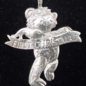 Baby's 1st Christmas Bear Sterling Ornament 1990 Hand & Hammer #0940