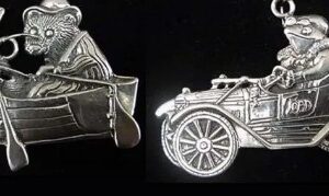 Mole Ratty and Mr. Toad Wind in the Willows Sterling Christmas Ornament Set of 2