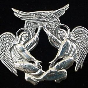 Double Angel Sterling Christmas Ornament 1990 by Hand & Hammer #1039