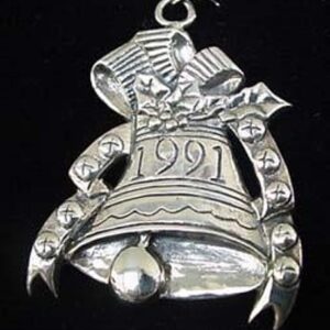Silver Bells 1991 Sterling Christmas Ornament Hand & Hammer #1080