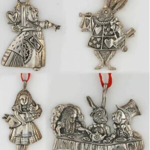 Alice in Wonderland Sterling Silver Christmas Ornaments Set of 4