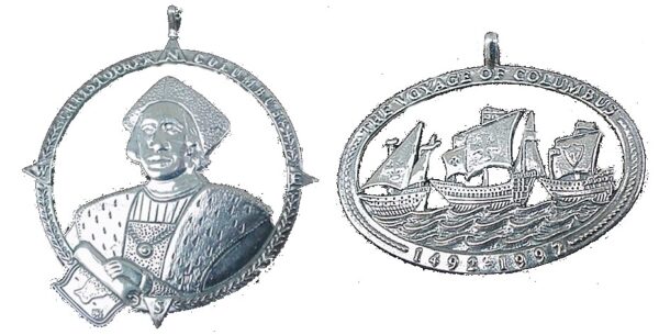 Christopher Columbus Sterling Silver Christmas Ornaments Set of 2