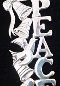 Peace Bells Sterling Christmas Ornament Pendant 1993 Hand Hammer #1327