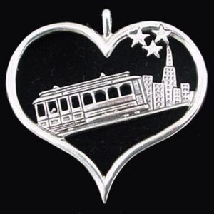 I Love San Francisco Cable Car Star 1993 Sterling Christmas Ornament #1363