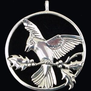 Cardinal & Holly Leaf Sterling Christmas Ornament 1994 by Hand & Hammer #1445