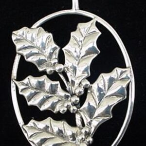 Holly and Berries Sterling Christmas Ornament 1994 by Hand and Hammer #1472