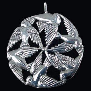 Peace Doves in Flight Sterling Christmas Ornament 1994 by Hand & Hammer #1502