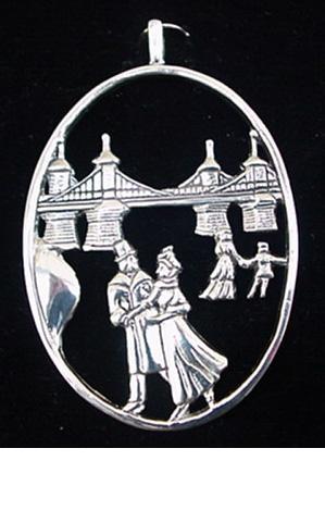 Boston Skating in the Park Sterling Christmas Ornament 1995 by Hand and Hammer #1617