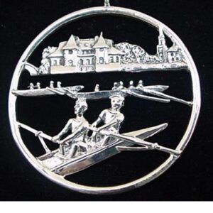 Boston Rowing on the Charles River Sterling Ornament 1996 by Hand and Hammer #1845