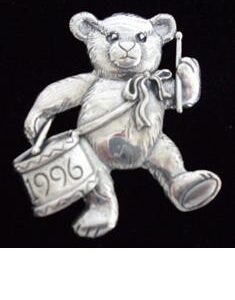 Smithsonian Teddy Bear Sterling Christmas Ornament 1996 by Hand and Hammer #1863