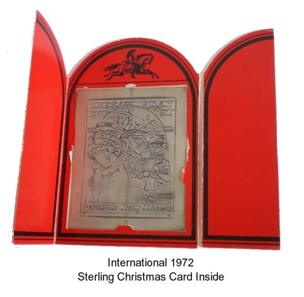 Sterling Silver Christmas Card Norman Rockwell Scene 1972 by International
