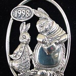 Mrs. Rabbit and Peter Rabbit Beatrix Potter 1998 Sterling Christmas Ornament #2044