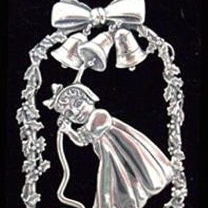 Girl Bell Ringer Sterling Christmas Ornament 1998 by Hand and Hammer #2055