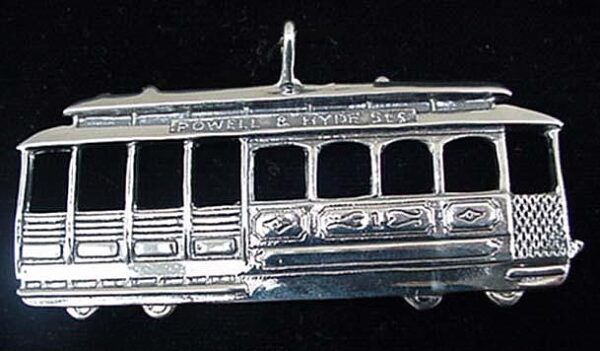 San Francisco Cable Car Sterling Ornament 2077 by Hand & Hammer 1998