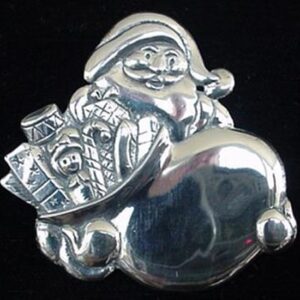 Santa with Pack Sterling Christmas Ornament 1998 by Hand & Hammer #2141