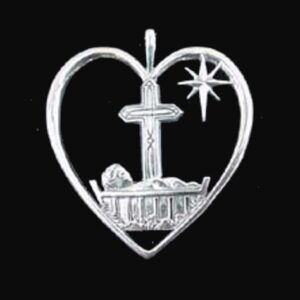 Heart of Christmas Manger Sterling Ornament 1998 by Hand and Hammer #2246