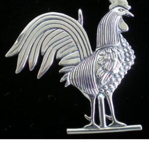 Rooster Sterling Christmas Ornament 2000 by Hand and Hammer #2510