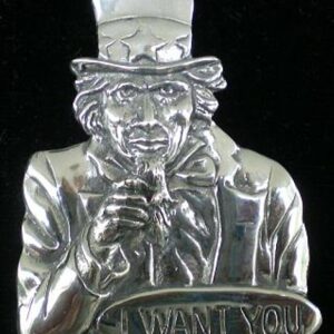 July Uncle Sam Sterling Christmas Ornament #2541 by Hand & Hammer 2000