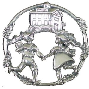 September School Children Sterling Ornament Pendant #2543 by Hand and Hammer 2002