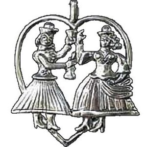 Fraktur Couple Dutch Art Sterling Ornament #2821 Hand & Hammer 2001