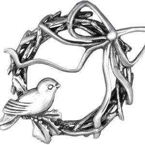 Bird in Wreath Sterling Christmas Ornament #2837 by Hand & Hammer 2002