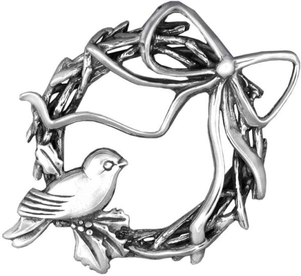 Bird in Wreath Sterling Christmas Ornament #2837 by Hand & Hammer 2002
