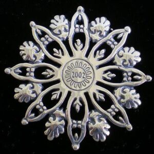 Snowflake Sterling Christmas Ornament 2002 by Hand & Hammer #3099