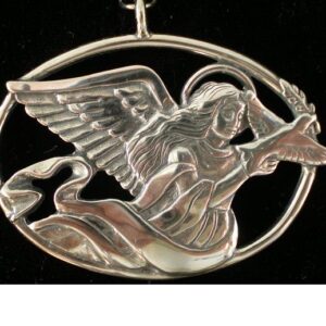 Angel with Peace Dove Sterling Ornament Christmas 2002 by Hand & Hammer #3219
