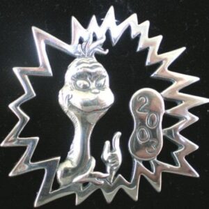 Dr Seuss Grinch 2003 Sterling Christmas Ornament by Hand and Hammer #3221