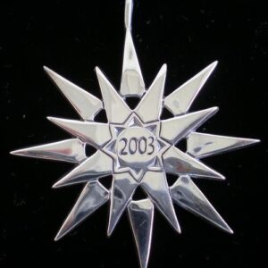 2003 Star Sterling Silver Christmas Ornament by Hand & Hammer #3236