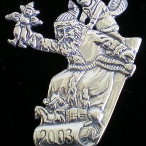 Santa Fun Times Sterling Silver Christmas Ornament 2003 by Hand and Hammer #3324