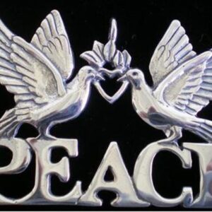 PEACE with Doves Sterling Christmas Ornament 2004 by Hand and Hammer #3471