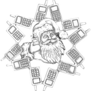 Cell Phone Santa Sterling Christmas Ornament 2004 by Hand and Hammer #3473