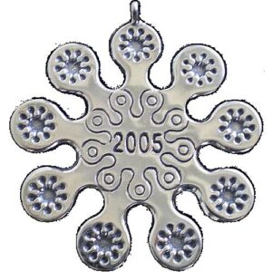 2005 Star Sterling Silver Christmas Ornament by Hand & Hammer #3496