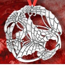 Butterfly Fantasy Sterling Christmas Ornament 2005 by Hand and Hammer #3695