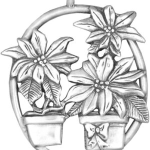 Poinsettia Flowers Sterling Christmas Ornament 2008 by Hand and Hammer #4009