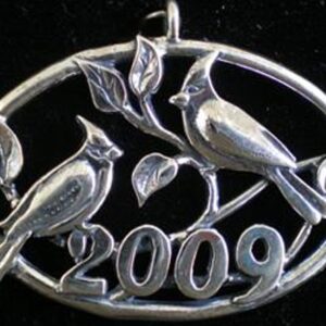 Sterling Ornament Christmas Cardinals 4086 by Hand & Hammer Dated 2009