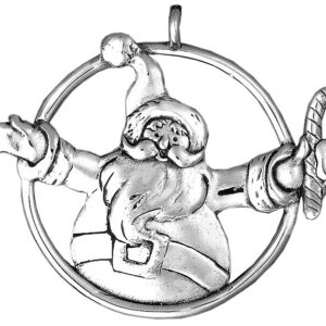 Jolly Santa Hugs Sterling Christmas Ornament 2013 by Hand & Hammer #4168