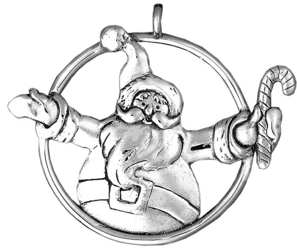 Jolly Santa Hugs Sterling Christmas Ornament 2013 by Hand & Hammer #4168