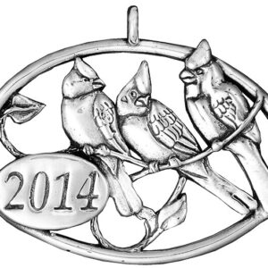 2014 Cardinal Family Sterling Christmas Ornament by Hand & Hammer #4185