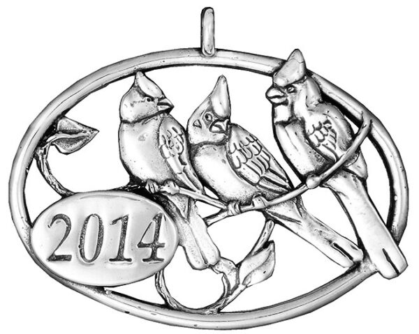 2014 Cardinal Family Sterling Christmas Ornament by Hand & Hammer #4185
