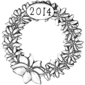 2014 Poinsettia Wreath Sterling Christmas Ornament by Hand and Hammer #4186