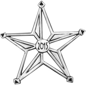 Silver Star Sterling Christmas Ornament dated 2015 by Hand and Hammer #4196
