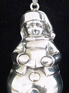 Snowman Caroler Sterling Christmas Ornament 1970 by Cazenovia Abroad #110