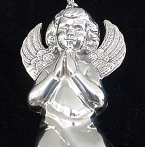 Kneeling Angel Sterling Christmas Ornament 1973 by Cazenovia Abroad #113