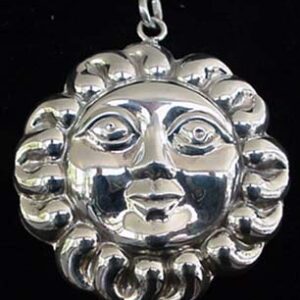 Sun with Face Sterling Silver Jewelry Pendant by Cazenovia Abroad
