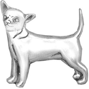 Chihuahua Sterling Silver Pedigree Dog Lapel Pin by Hand and Hammer