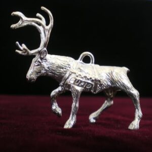 Cupid Reindeer 3-D Sterling Silver Ornament Figurine by Cazenovia Abroad
