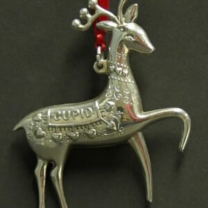 Cupid Reindeer Sterling Silver Christmas Brooch Pendant by Oneida